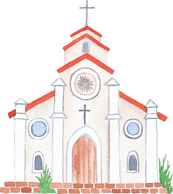 Watercolor Church Illustration