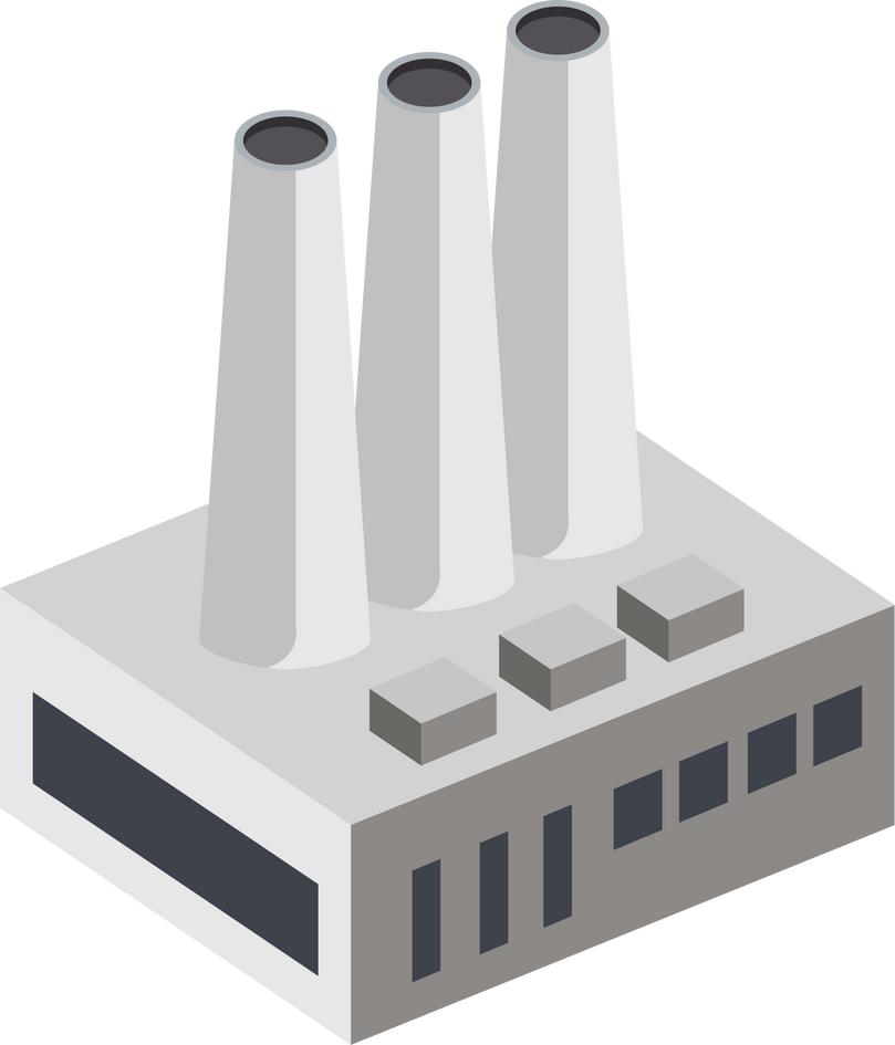 building with chimneys isometric style